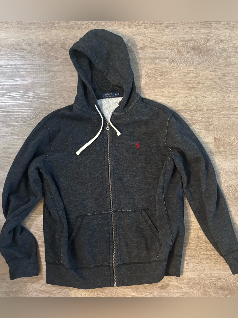 Polo by Ralph Lauren Dark Charcoal Zip-Up Hoodie with Red Pony
